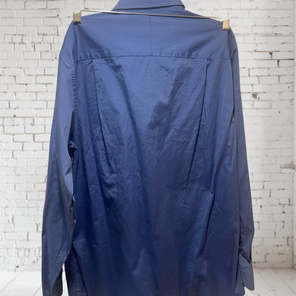 Club Room Blue Casual Button-Down Shirt Large Preppy Neck 16 1/2 34/35 Slim - Picture 5 of 5